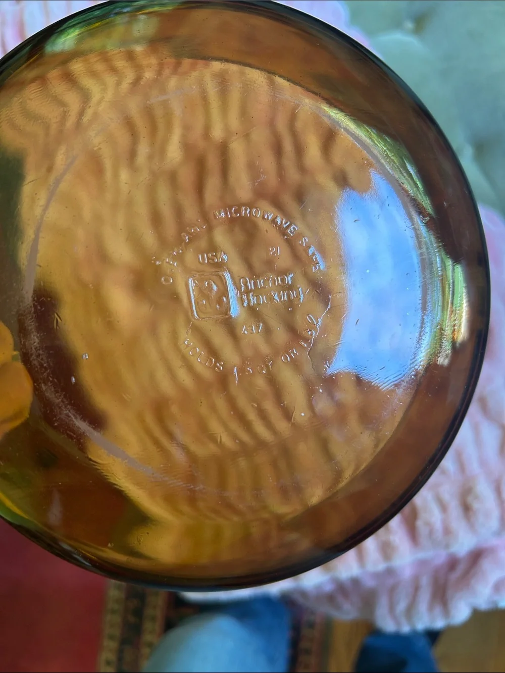 Anchor Hocking Amber Glass Lidded Casserole Dish 1 1/2 Quart Size;Microwave Safe
